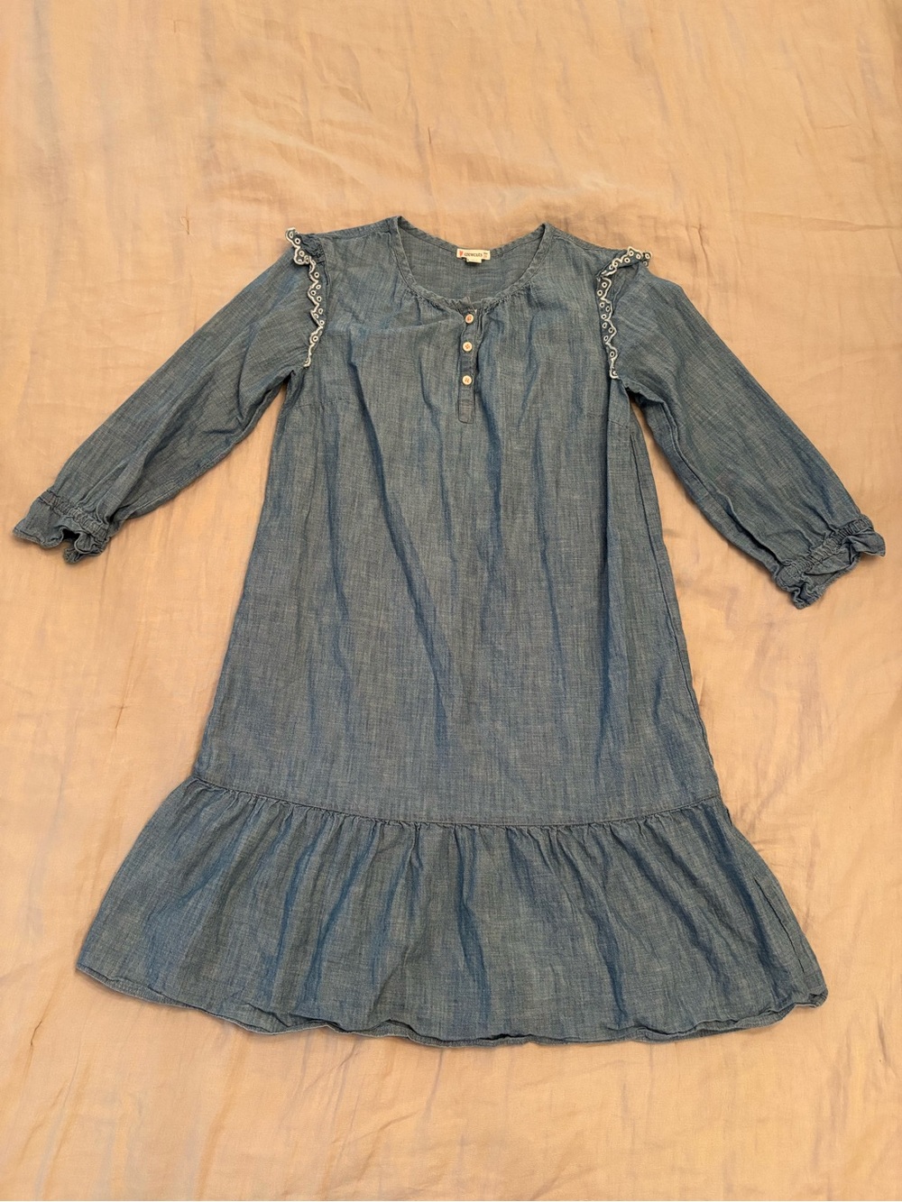 Crewcuts Chambray Ruffle-Hem Dress / Size 14
